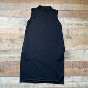 Eileen Fisher Sleeveless Jersey Dress Mock Neck Versatile Black Petite Small